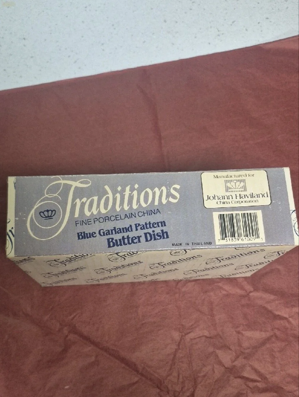 Traditions Johann Haviland Blue Garland Covered Butter Dish - Still In Box